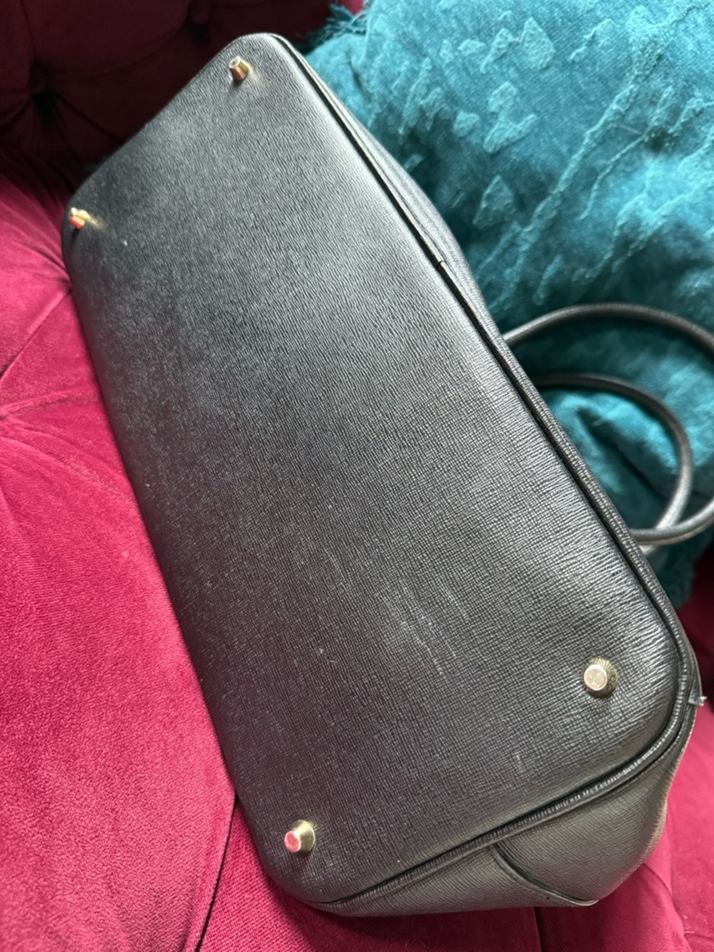 Furla - Linda Saffiano Leather Structured Tote with Gold Hardware - Black - Picture 5 of 7